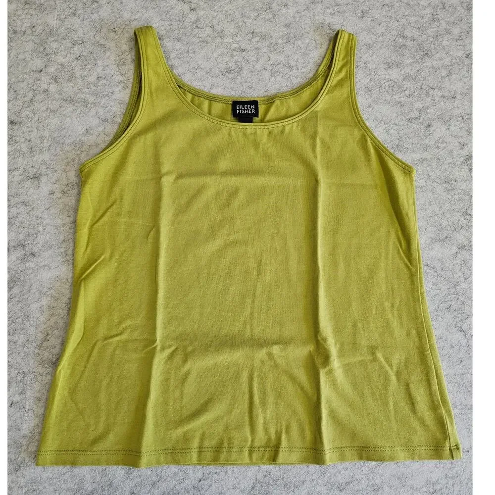 Eileen Fisher Scoop Neck Organic Cotton Jersey Tank Top Cotton Lycra Blend, Sz S